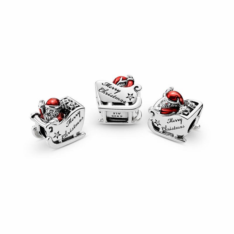 Pandora Sleighing Santa Charm - Sterling Silver/Enamel/Red/Cubic Zirconia - Canada | HN6130HM